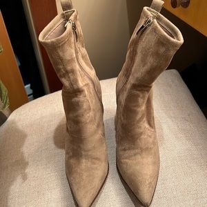 Kendall & Kylie Cream Suede Pointed Toe Booties